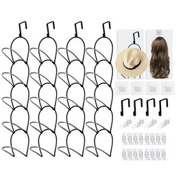 MASDFEL 20 Pack Hat Wig Hanger Stand Organizer for Multiple Wigs - Heavy Duty Space-Saving Storage Rack for Hats, Scarves, with Anti-Slip Rubber Tubes (Black)