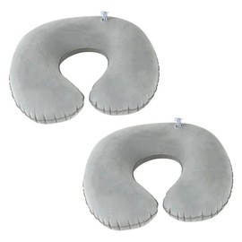 2 Pack Inflatable U Shape Travel Pillow Portable Travel Pillow Inflatable Foldable for Airplane, Car, Train - Lightweight and Ergonomic, Pack of 2, Grey