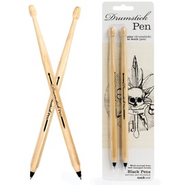 Suck UK | Drumsticks Ballpoint Pens | Set of Black Pens | Novelty Office Supplies | Ball Point Pens Shaped liked Drum Sticks | From Stationery Kit to Drum Kit