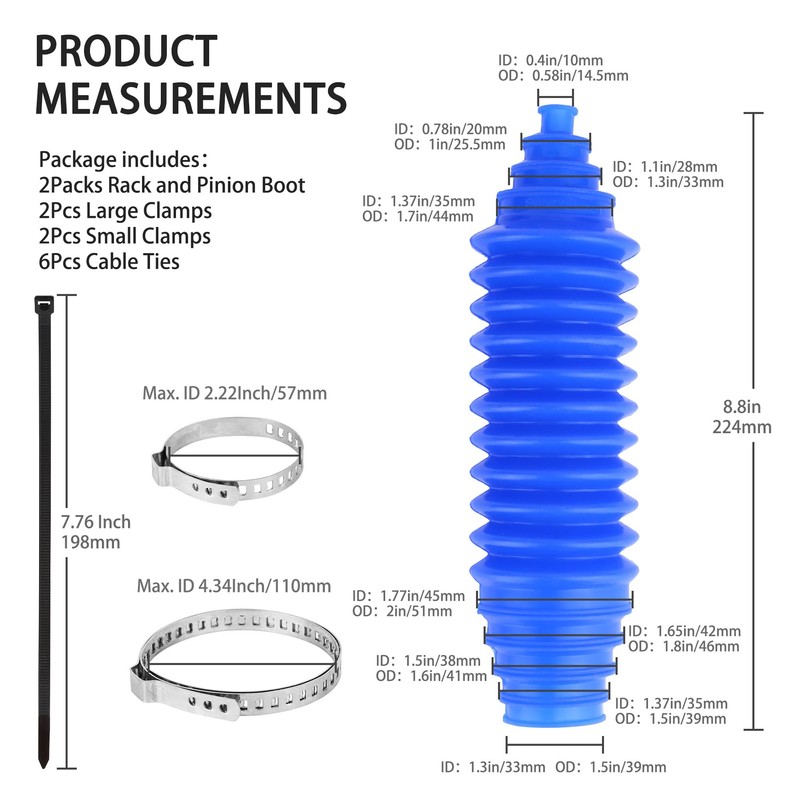 Universal Silicone Rack and Pinion Boot Kit, Dustproof & Waterproof