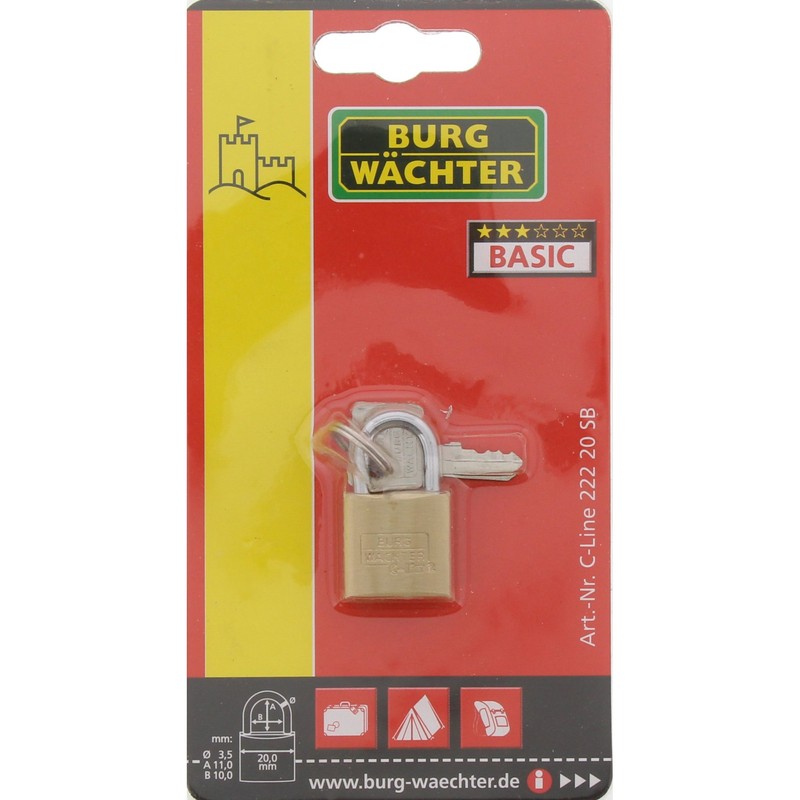 Burg-Wächter C-Line 222 20 SB Cylinder Lock, Brass