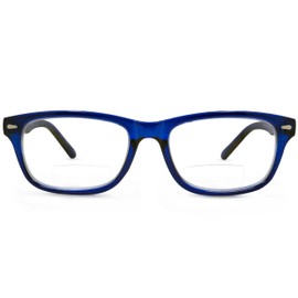 In Style Eyes Seymore Retro Bifocal Reading Glasses - Bifocal Readers for Women and Men, Non-progressive Lens, Adaptive Spring Hinges - Blue, 3.0x