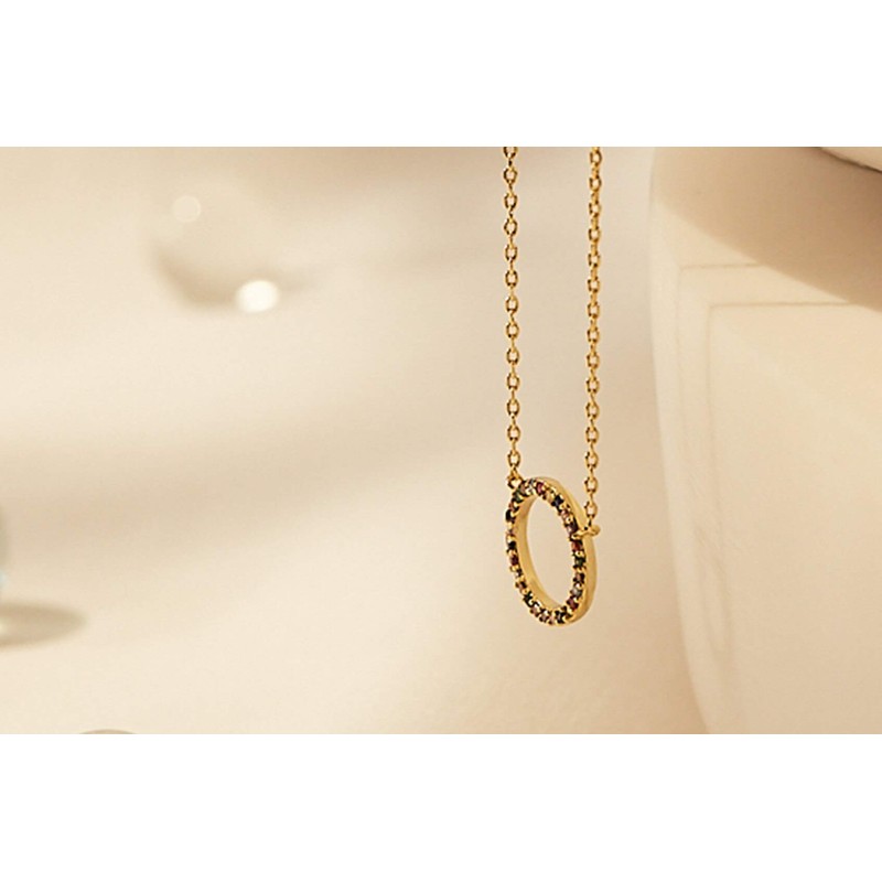 Estella Bartlett Multi CZ Circle Necklace - Gold Plated