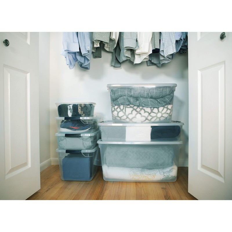 Rubbermaid Cleverstore Stackable Plastic Storage Containers with Durable Latching Clear