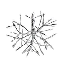 Alpine Corporation 10"H Indoor Christmas Snowflake Ornament with White LED Lights, Silver , Christmas Decoration