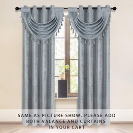 ELKCA Thick Chenille Waterfall Swag Valances for Living Room Valance Curtains for Kitchen,Pack of 2 (Silver Grey, 30" W x 22" L)