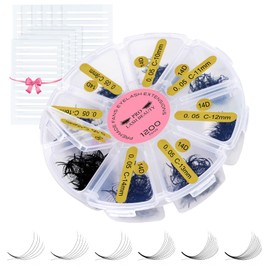 1200 Fans Premade Fans Eyelash Extensions Premade Volume Lash Extension Mixed Tray From 5D to 14D Handmade Lashes Bulk Promade Fans Soft Pointed Fans 7D-D-0.07-9-16mix