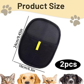 SKJAXF 2 Pcs Pet Hair Removal Glove, Double Sided Cat Grooming Glove and Dog Grooming Glove, Electrostatic Pet Hair Remover Glove for Gentle Brushing, Washing and Deshedding, Black