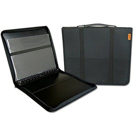 Prat Paris Start 3 Presentation Case, Padded Cloth Zippered Multi-ring Binder with Ten 8.5x11" Archival Sheet Protectors, Cover Color: Black