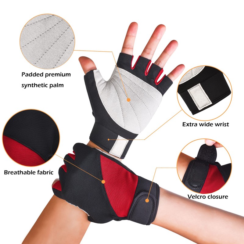 ChinFun Kayaking Gloves for Men Padded Palm Fingerless Gloves for