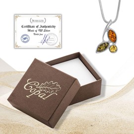 Copal Women's Necklace with Genuine Amber and Silver 925, Sterling Silver, Amber
