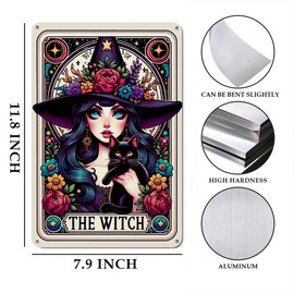 Tarot Skeleton Wall Decor, Funny Tarot Card Wall Art Decor, Skeleton Cat Lovers Decor, Sarcastic Skeleton Skull Witch Stuff, Metal Aluminium Plate Signs for Farmhouse Home Office Kitchen 8 x 12 Inch