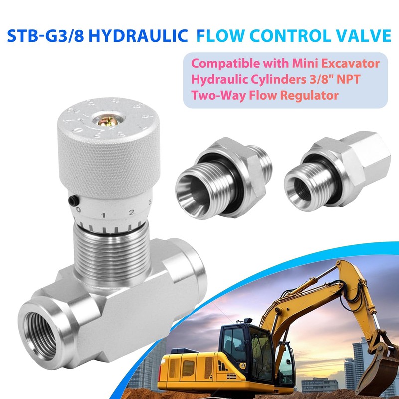 Hydraulic Adjustable Flow Control Valve Compatible with Mini Excavator Hydraulic