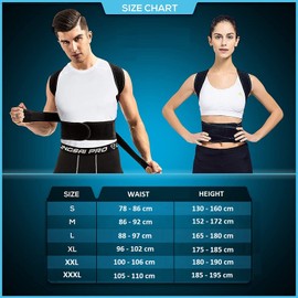 Ducomi Royal Adjustable Magnetic Shoulder Strap Posture Corrector for Men and Women, Posture Corrector with 12 Magnets 800 Gauss (Black, XL)