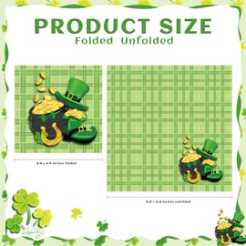 100 Pcs St. Patricks Day Napkins Paper Green Shamrock Lucky Cocktail Napkins Green Clover Plaid Gold Coin Hat Boot Disposable Beverage Napkins for Irish Party Supplies Favors Table Decoration