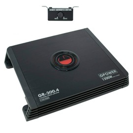 Gravity GR300.4 4 Channels Car Audio Stereo Class AB Amplifier 2 Ohm Stable 1200 Watts Peak Power with LED Indicator Including Remote Level Control Bass Knob