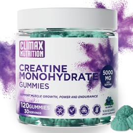 Creatine Monohydrate Gummies - 5g Per Serving - Vegan, Non-GMO, Sugar-Free - Boosts Muscle Recovery, Strength, & Lean Muscle Growth - Brain Health Support - for Men & Women