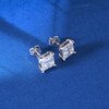 Moissanite Stud Earrings, Lab Created Princess Cut Moissanite, 18K White