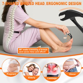 Toenail Clippers for Seniors, 2025 Upgrade Angled Head Nail Clippers for Men with Catcher, CLPPNA Ergonomic Toenails Clipper for Thick Toenails Long Handle, Sharp Wide Jaw Fingernail Clippers Adult