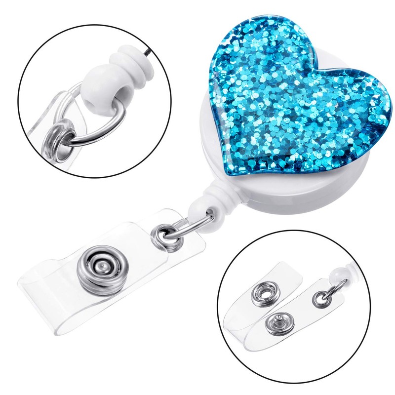 Boao 10 Pieces Heart Retractable Badge Reel, ID Badge Holder