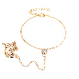 Hand Chain Ring Bracelet Hand Chain for Women Finger Ring Bracelet Heart Pearl Chain Bracelet with Ring Slave Bracelet Finger Ring Hand Harness (Style E)