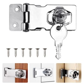 Snillok Keyed Hasp Lock Hasp and Staple with Padlock, 2.5 Inch Knob Locking Hasp Heavy Duty Shed Lock Door Lock Hasp Safety Door Clasp Gate Lock with Key for Mailbox Drawer Cabinets Closet Barn Door