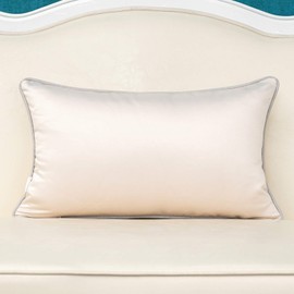 Alerfa 12 x 20 Inch Light Beige White Geometric Striped Gold Leather Patchwork Velvet Cushion Case Luxury Modern Lumbar Throw Pillow Cover Decorative Pillow for Couch Sofa Living Room Bedroom Car