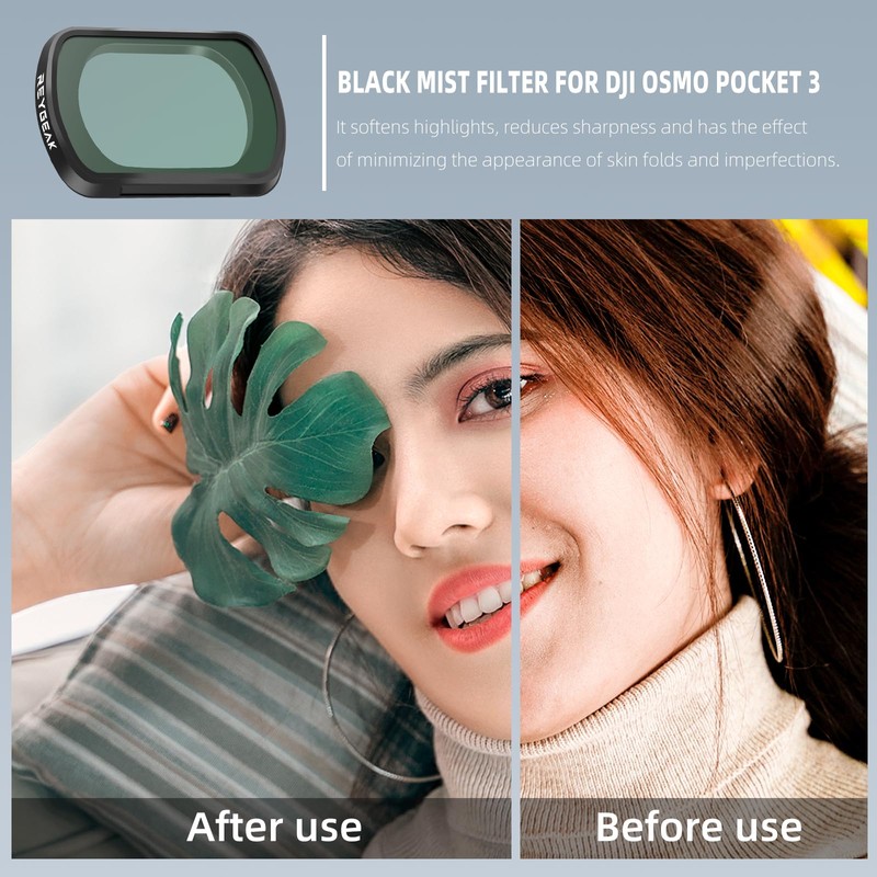 REYGEAK Black Mist Diffusion Filter for DJI Osmo Pocket 3,