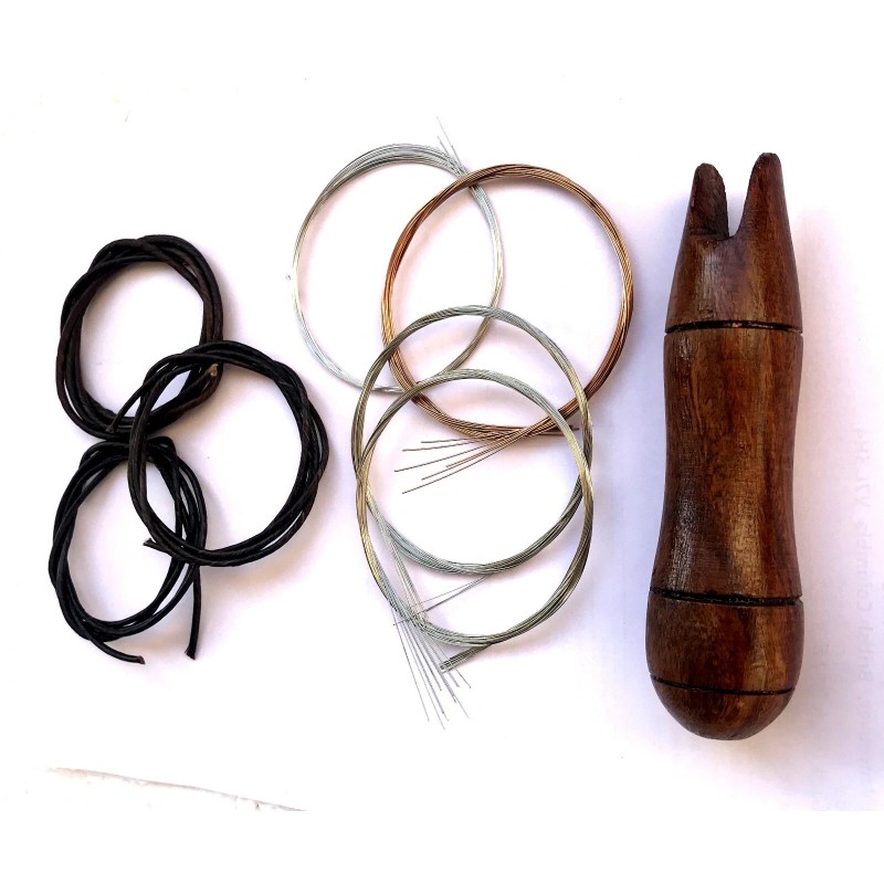 Vadyam Sarangi Combo Accessory Set Including Gut string set, metal