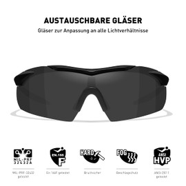 Wiley X │ Unisex │ Outdoor, Tactical Sunglasses │ Wrap Around Frame│ WX Vapor 2.5│ Protective Eyewear│ Interchangeable Lenses