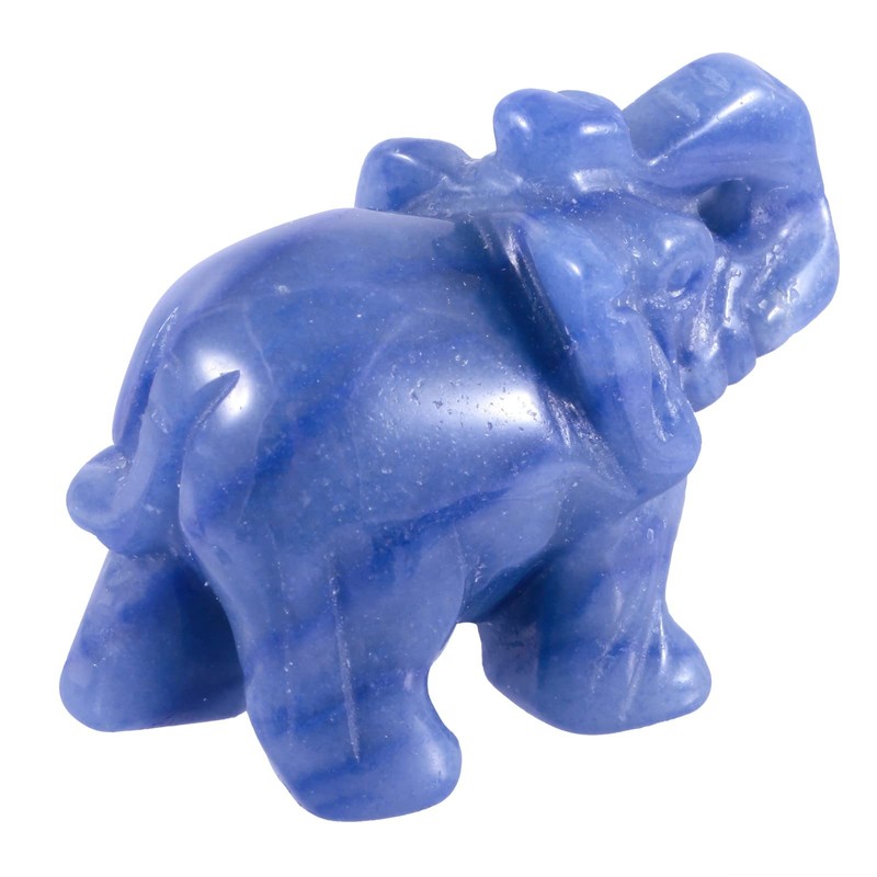 mookaitedecor Aventurine Blue Crystal Elephant Figurine Sculpture in Hand Reiki
