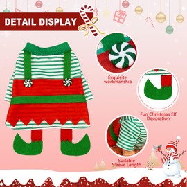 2PCS Christmas Dog Elf Costume: Funny Cosplay Dog Christmas Outfit Holiday Theme Puppy Shirt Pets Party Xmas Dog Clothes (Green,XS)