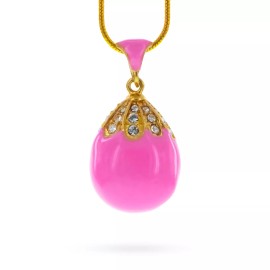 Pink Enamel Royal Egg Pendant Necklace