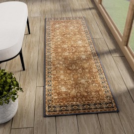 Hargiis Runner Rug, Non-Slip TPE Backing, Bohemian Area Rug for Hallway, Living Room, Bedroom, Stain-Resistant and Pet-Friendly Accent Rug (Bronze, 2'×6')