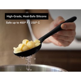 Misen Silicone Slotted Spoon - Dishwasher Safe, Professional-Grade Perforated Spoon - Comfortable Grip, Nonstick Safe, Heat Safe - Perfect for Stirring & Serving - Black