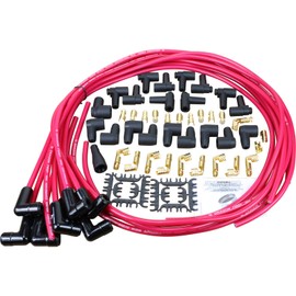 Dragon Fire Retro Series Transparent Red and Black Ceramic True Universal Spark Plug Wire Set For All Buick Chevy Chrysler Dodge Ford Mopar Pontiac V6 V8 SBC BBC SBF BBF and More Oem Fit PWJ218-BTR