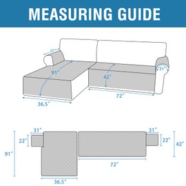 H.VERSAILTEX 2-Piece L Shape Sofa Cover 100% Waterproof Couch Cover Sectional L Shape Thick and Durable Sectional Couch Covers for Dogs Washable(Left Chaise + 3 Seat Sofa, Coconut Milk)