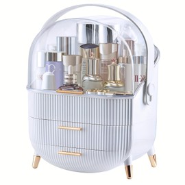 Makeup Organizer Skincare Organizers - Cosmetic Display Cases with Transparent Cover, SkinCare Organizers for Bathroom Countertop, Bedroom Vanity Desk, Lipstick Organizer (white)