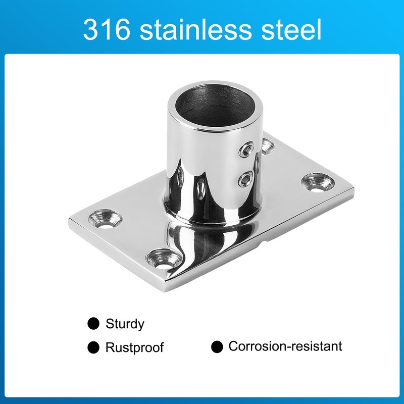 Marine Grade Boat Rectangle Hand Rail Base, Sturdy and Versatile,