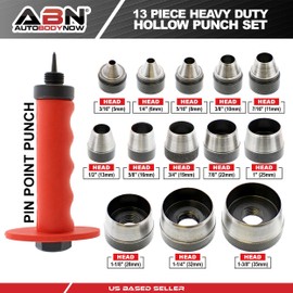 ABN Hollow Punch Kit Leather Punches Tools Hole Punch Set Gasket Punch Set Gasket Cutter 3/16 to 1-3/8in (5-35mm)