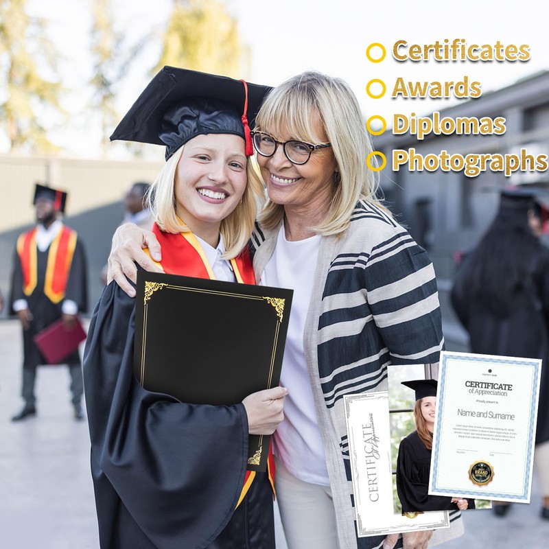 10 Packs Certificate Holders, Black Certificate Covers, Diploma Holders, Certificate