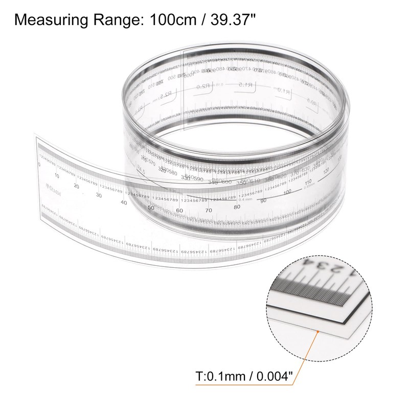 sourcing map Film Flexible Ruler 100 cm 0.1 mm Scale