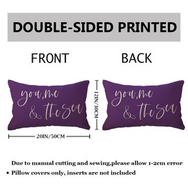 You Me&The Sea Throw Pillow Covers Double-sided Ocean Beach Starfish Cushion Covers 12x 20 Inch 2Pack Nautical&Coastal Decorative Rectangular Pillowcases Summer Beach House Decor (Purple)