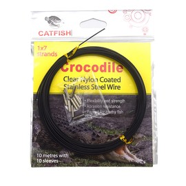 5LB-280LB 7 Strands Stainless Steel Wire Leader Nylon Coated-32.8ft Fishing Leader with 10pcs Crimp Sleeves (Black, 120LB)