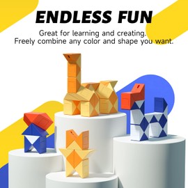 GAN Twist Magic Snake, 48 Wedges 3 Colours Magnetic Fidget Cube Puzzle with Magnets Montessori Sensory Toy Brain Teaser Game for Kids Teens