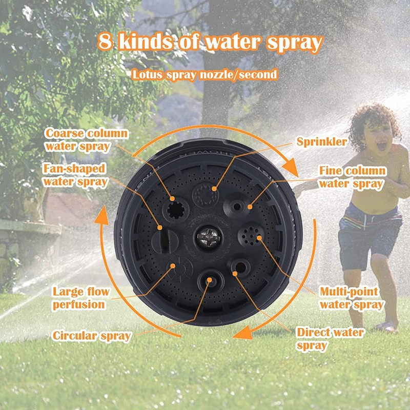 Lvpradior Garden Hose Nozzle, 8 Watering Patterns, High Pressure, Metal