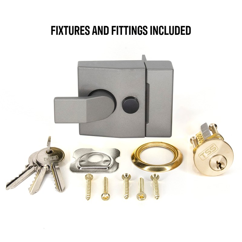 Standard Deadlocking Nightlatch, 40mm Backset, Complete with Rim Cylinder Lock