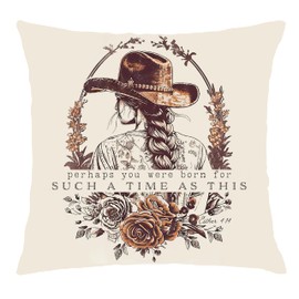 Nipil Western Cowgirl Christian Pillow Covers 18x18, Christian Room Home Decor, Perhaps You were Born for Such a Time as This Esther 4:14 Bible Verse Decorative Throw Pillow Covers