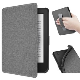 ERUNTO Case for 6-inch Kobo Clara color(2024 Release)/Clara 2E/Tolino Shine4, TPU Cover with Cloth Texture and Hand Belt on The Back, Magnetic Shell Cover with Smart Wake-up/Sleep Function(Gray)