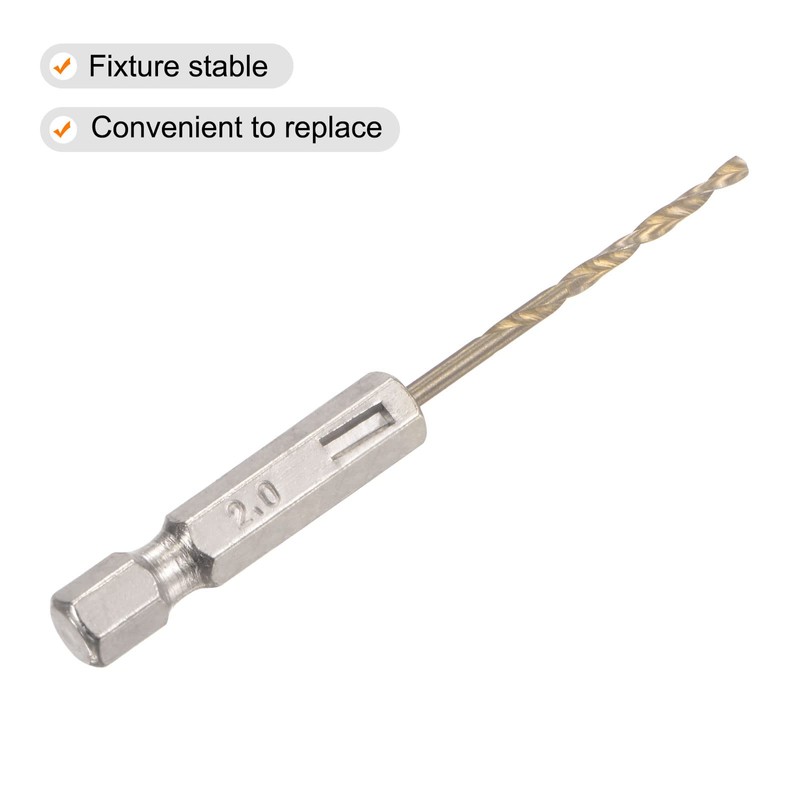 sourcing map 2 Pcs High Speed Steel Hex Shank Twist